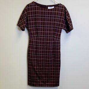 Boss Burgundy Plaid Mini Dress